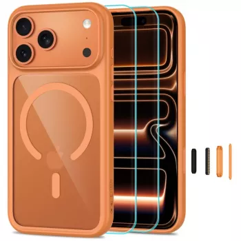 TECH-PROTECT MAGONE MAGSAFE CC + GLAS 2ER-PACK IPHONE 17 PRO MAX / 18 PRO MAX Cosmic Orange/transparent