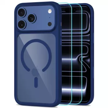 Lot de 2 coque et verre TECH-PROTECT MAGONE MAGSAFE CC + GLASS pour iPhone 17 Pro Max / 18 Pro Max, bleu profond/transparent