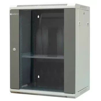 Armoire réseau murale 15U EMITERNET EM/AP6415 avec porte en verre trempé, 600x450x770 mm, noir