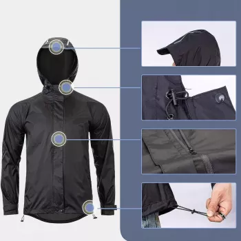 Veste de pluie Rockbros YPY013BK2XL respirante coupe-vent XXL – noire