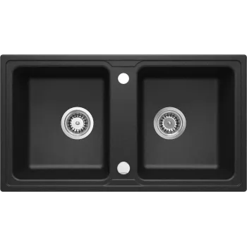 Évier de cuisine composite granit DEANTE ZQZ_G203 2 bacs avec égouttoir, noir