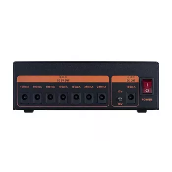 Alimentation pour pédales d'effets guitare JOYO JJP04 - 10 sorties isolées, DC 9V/12V/18V, alliage d'aluminium, noir