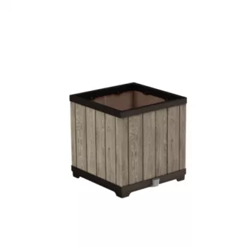 KETER Deco jardinière carrée Ashwood pot de fleurs