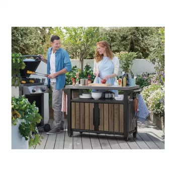Table de gril KETER Deco Unity XL 207L ton noyer