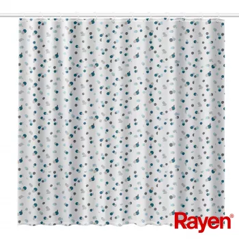 Rideau de douche RAYEN 180x200cm blanc/bleu, polyester