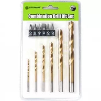 Coffret de 12 embouts de perçage et de vissage FIELDMANN FDV 9004 avec porte-embouts magnétique, forets HSS et bois, Phillips, Pozidriv, fente, coffret de rangement