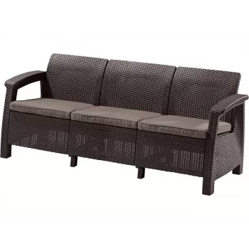 Canapé de jardin trois places KETER Corfu Love Seat Max marron