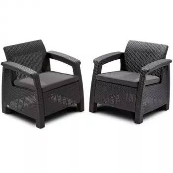 KETER Corfu Duo Set, chaises de jardin, grises