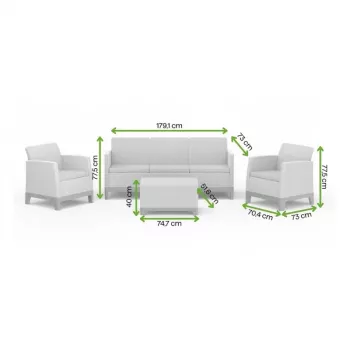 Ensemble de salon de jardin KETER Scandi Forma 3 places, gris clair/gris acier foncé