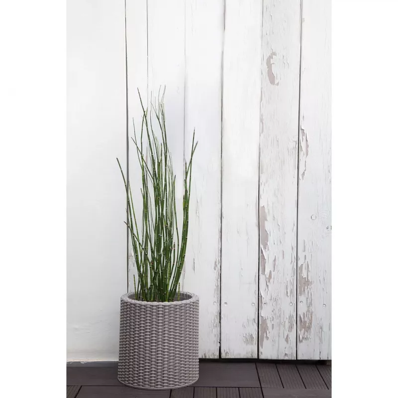 KETER cache-pot cylindrique petit gris clair
