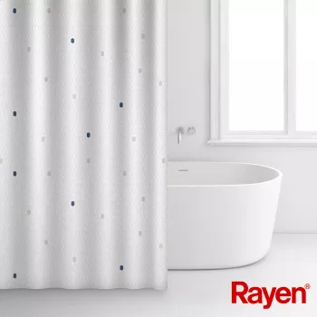 RAYEN Rideau de douche 180x200cm blanc, polyester