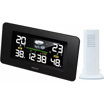 SENCOR SWS 5270 Station météo avec capteur extérieur sans fil, LCD couleur, horloge radio-pilotée