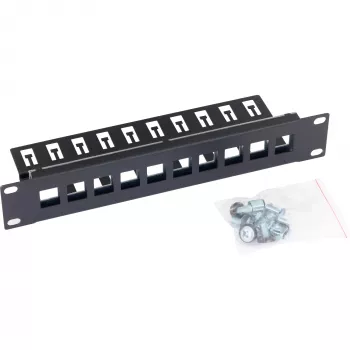 Panneau de brassage Keystone 10 ports Triton RAB-PP-X03-C1 1U 19 inch pour rack, panneau vide noir