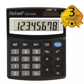 Rebell SDC408 calculatrice semi-bureau, 8 chiffres, noir