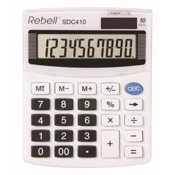 REBELL RE-SDC410 BX calculatrice semi-bureau, écran LCD 10 chiffres, double alimentation (solaire et pile), noir