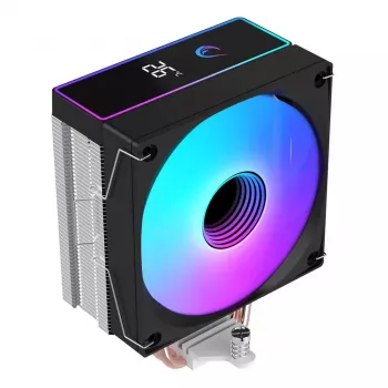 Rampage Octagon B70 Ventilateur CPU à air, 120 mm ARGB, affichage de température, noir