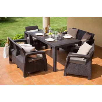KETER ensemble de mobilier de jardin Corfu Fiesta Set marron