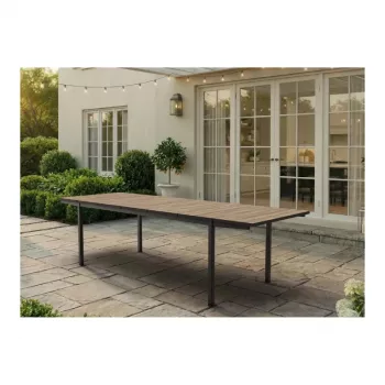 KETER table de jardin extensible Deco Porto Nova extensible 200-280 aspect bois de frêne/noir