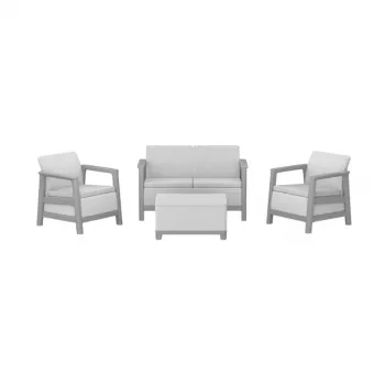 Ensemble de mobilier de jardin KETER Scandi Linea 2 places gris clair/gris acier foncé