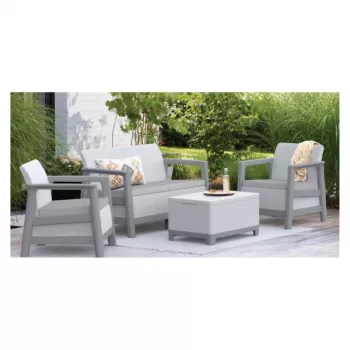 Ensemble de mobilier de jardin KETER Scandi Linea 2 places gris clair/gris acier foncé