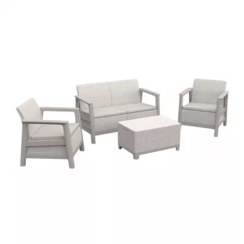 Ensemble de mobilier de jardin KETER Scandi Linea 2 places gris galet/beige clair