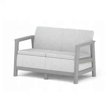 KETER canapé de jardin deux places Scandi Linea 2-Sitzer Sofa gris clair/gris acier foncé