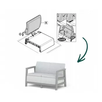 KETER canapé de jardin deux places Scandi Linea 2-Sitzer Sofa gris clair/gris acier foncé