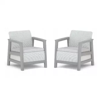KETER chaises de jardin lot de 2 Scandi Linea gris clair/gris acier foncé