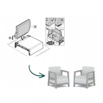 KETER chaises de jardin lot de 2 Scandi Linea gris clair/gris acier foncé