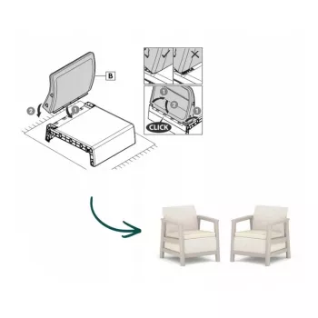 KETER chaises de jardin lot de 2 Scandi Linea gris galet/beige clair