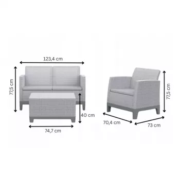 KETER ensemble de mobilier de jardin Scandi Forma 2-Sitzer-Set gris galet/beige clair