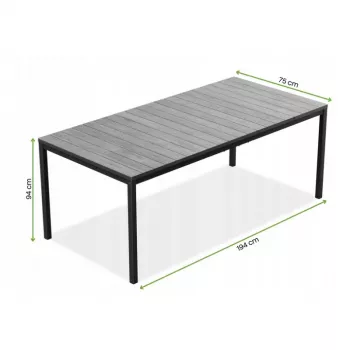 Table de jardin KETER Deco Porto Nova 200 aspect bois de frêne/noir