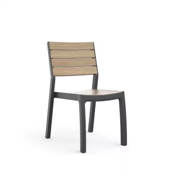 KETER Chaise de jardin Deco Corale aspect teck/gris