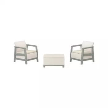 KETER ensemble de mobilier de jardin Scandi Linea Balcony Set gris galet/vert sauge ton pierre