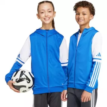 Sweat à capuche enfant adidas Squadra 25 bleu et blanc JD4802 140cm