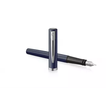 Stylo plume Waterman Impression plume fine laque bleue garnitures chromées coffret cadeau 2225502