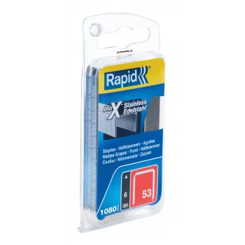 RAPID TOOLS Fine Wire Staples Type 53, 6 mm, Stainless Steel, Small Pack, Carded with Euro Hole, 1 pc (40109509)