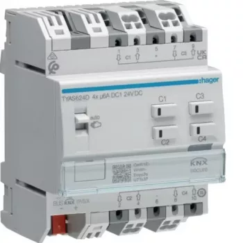 Actionneur de store/volet 4 canaux Hager TYAS624D KNX Secure 24V DC