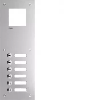 Hager RTQ106X plaque frontale d'interphone Mono 6 touches blanc