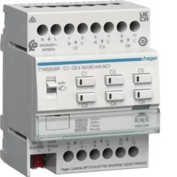 HAGER TYMS646R actionneur de chauffage 6 voies KNX Secure avec contrôleur
