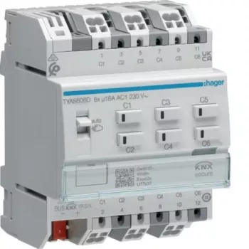 Hager TYAS606D KNX Secure actionneur de commutation/volet 6/3 voies 16A charge C