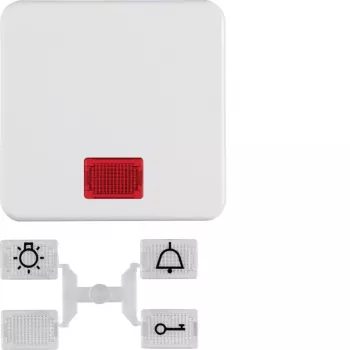 Bascule Hager WWW1336PW avec 5 lentilles pour interrupteur encastré, IP44, blanc polaire brillant