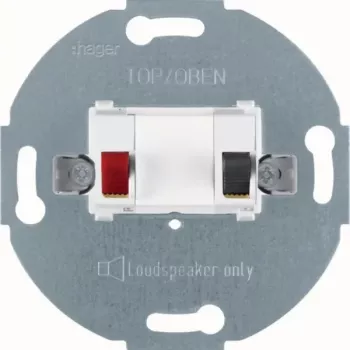 Prise de raccordement pour haut-parleur Hager WDF4800PW1, 1 poste, blanc polaire mat