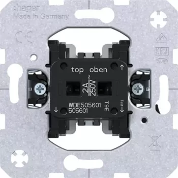 Bouton-poussoir Hager WDE505601, 1 pôle, 1 NO, 250 V AC, 10 A, montage encastré