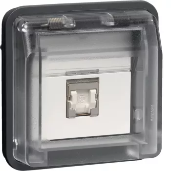 Prise de données UAE HAGER WNA226 8 pôles blindée Cat.6 RJ45 blanche