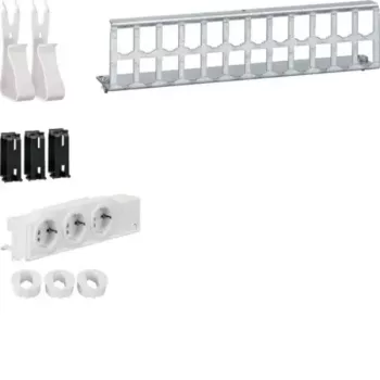 Kit de champ multimédia HAGER UM00M4 avec 3 prises Schuko et 12 ports RJ45, blanc