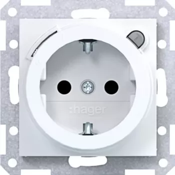 Prise SCHUKO HAGER WAS1261WG avec interrupteur différentiel, type A, 16 A, 30 mA, blanc polaire