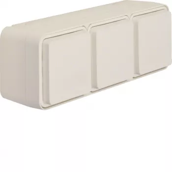 Prise triple SCHUKO en saillie Hager WNC143B, horizontale, blanc polaire