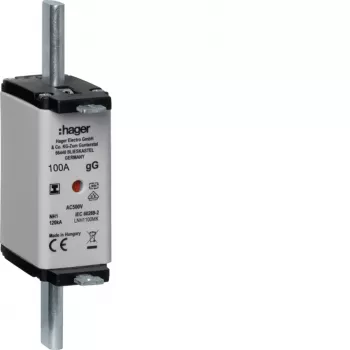 Cartouche fusible HAGER LNH1100MK NH1C 100A 500V gG avec indicateur supérieur, non sectionnable