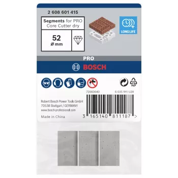 Segments diamantés Bosch 2608601415 pour couronnes de carottage à sec, lot de 3